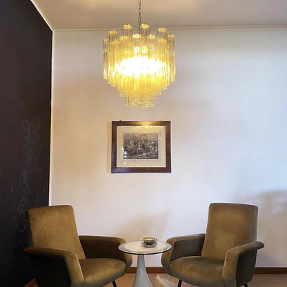 Fantastic Murano Amber Glass Tube Chandelier - Nuvé