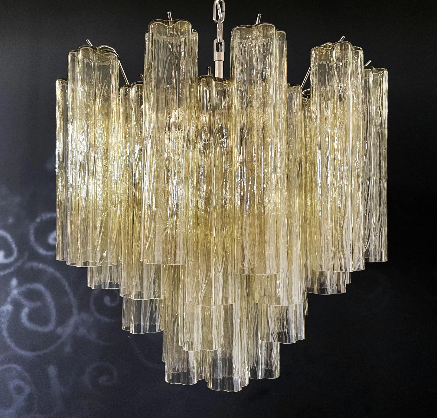 Fantastic Murano Amber Glass Tube Chandelier - Nuvé