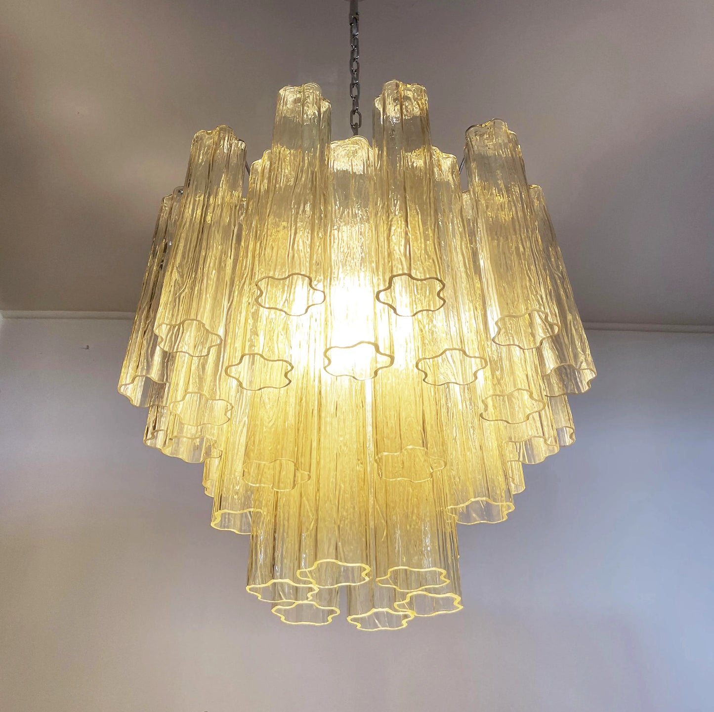 Fantastic Murano Amber Glass Tube Chandelier - Nuvé