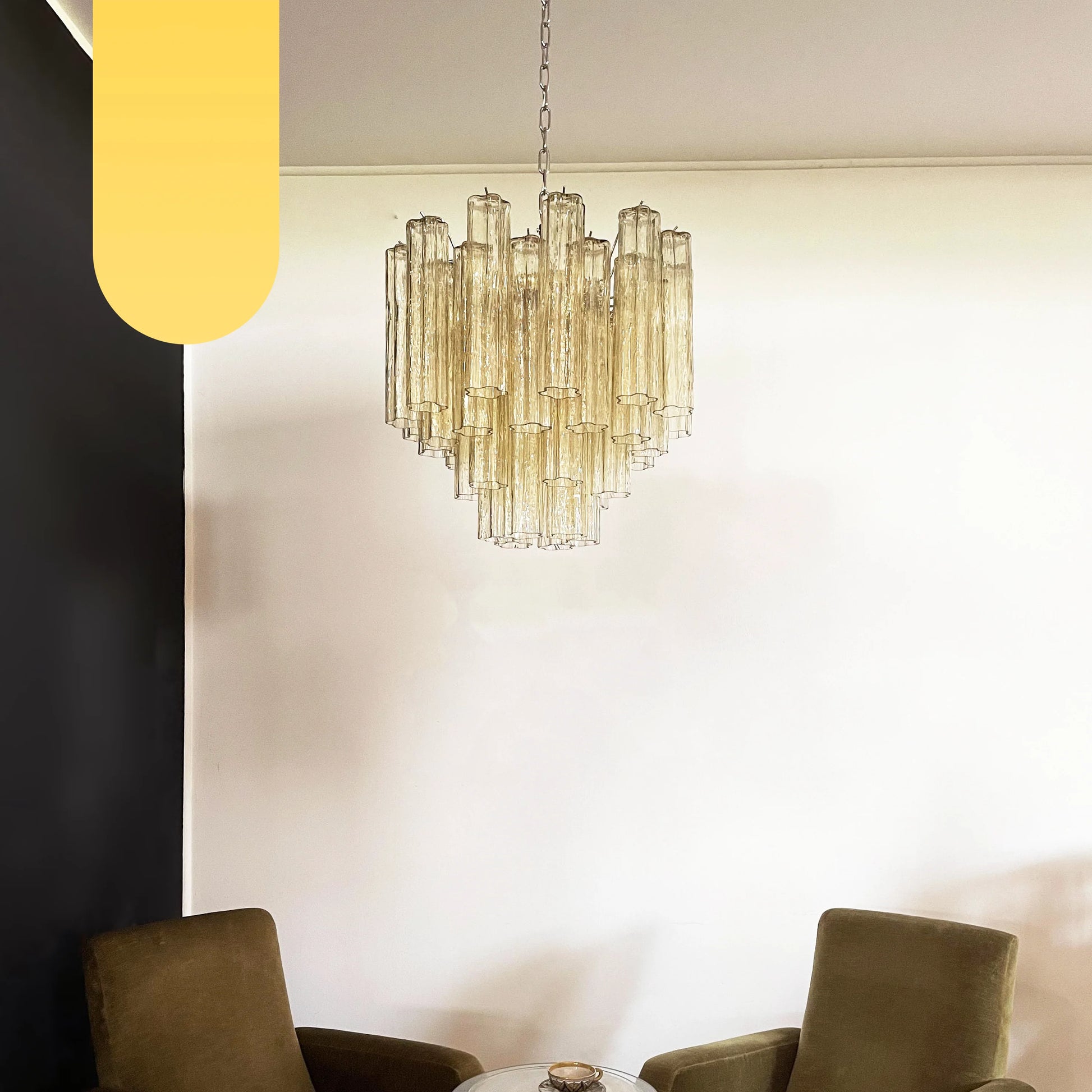 Fantastic Murano Amber Glass Tube Chandelier - Nuvé