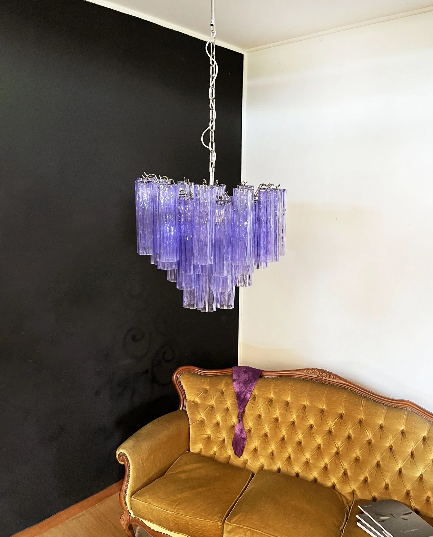 Fantastic Murano Amethyst Glass Tube Chandelier - Nuvé