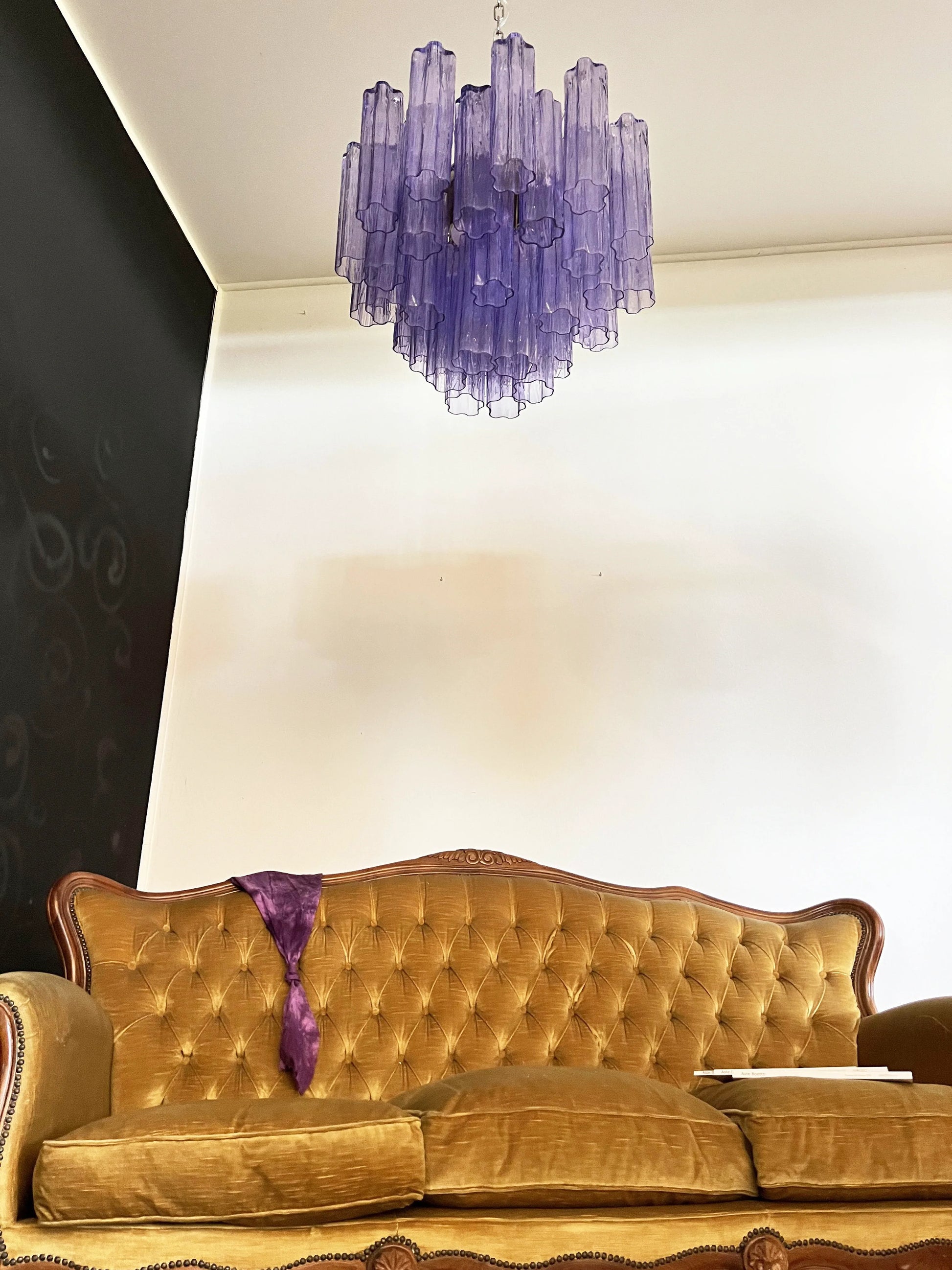 Fantastic Murano Amethyst Glass Tube Chandelier - Nuvé