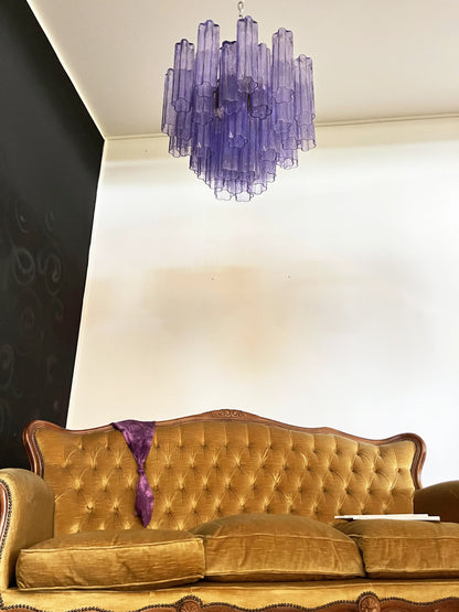 Fantastic Murano Amethyst Glass Tube Chandelier - Nuvé
