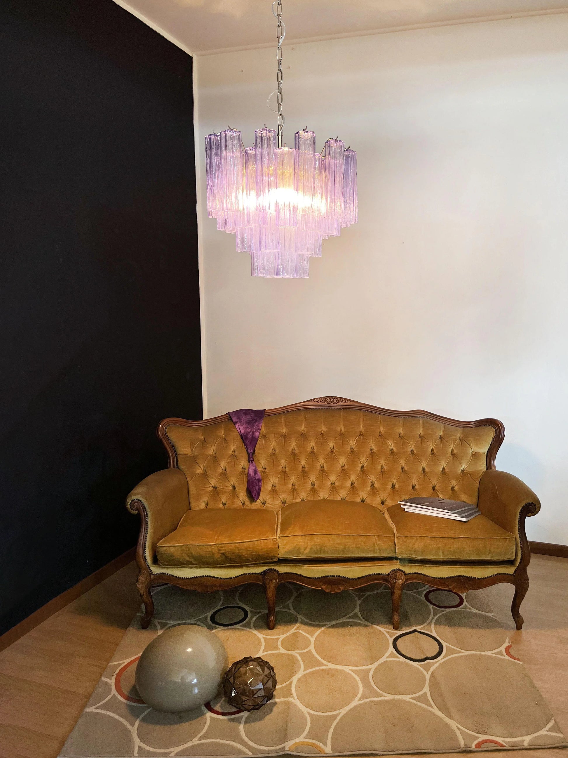 Fantastic Murano Amethyst Glass Tube Chandelier - Nuvé
