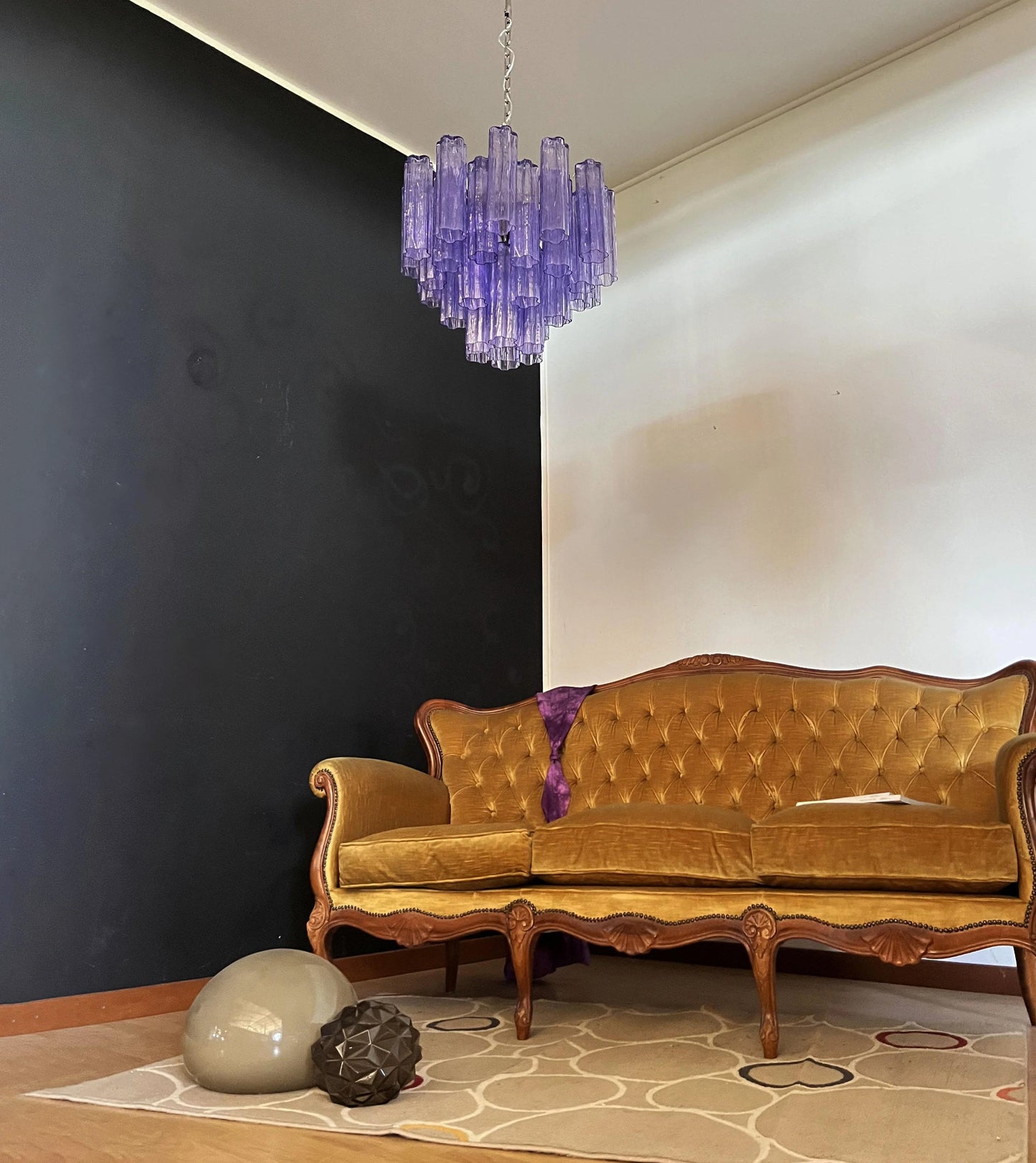Fantastic Murano Amethyst Glass Tube Chandelier - Nuvé