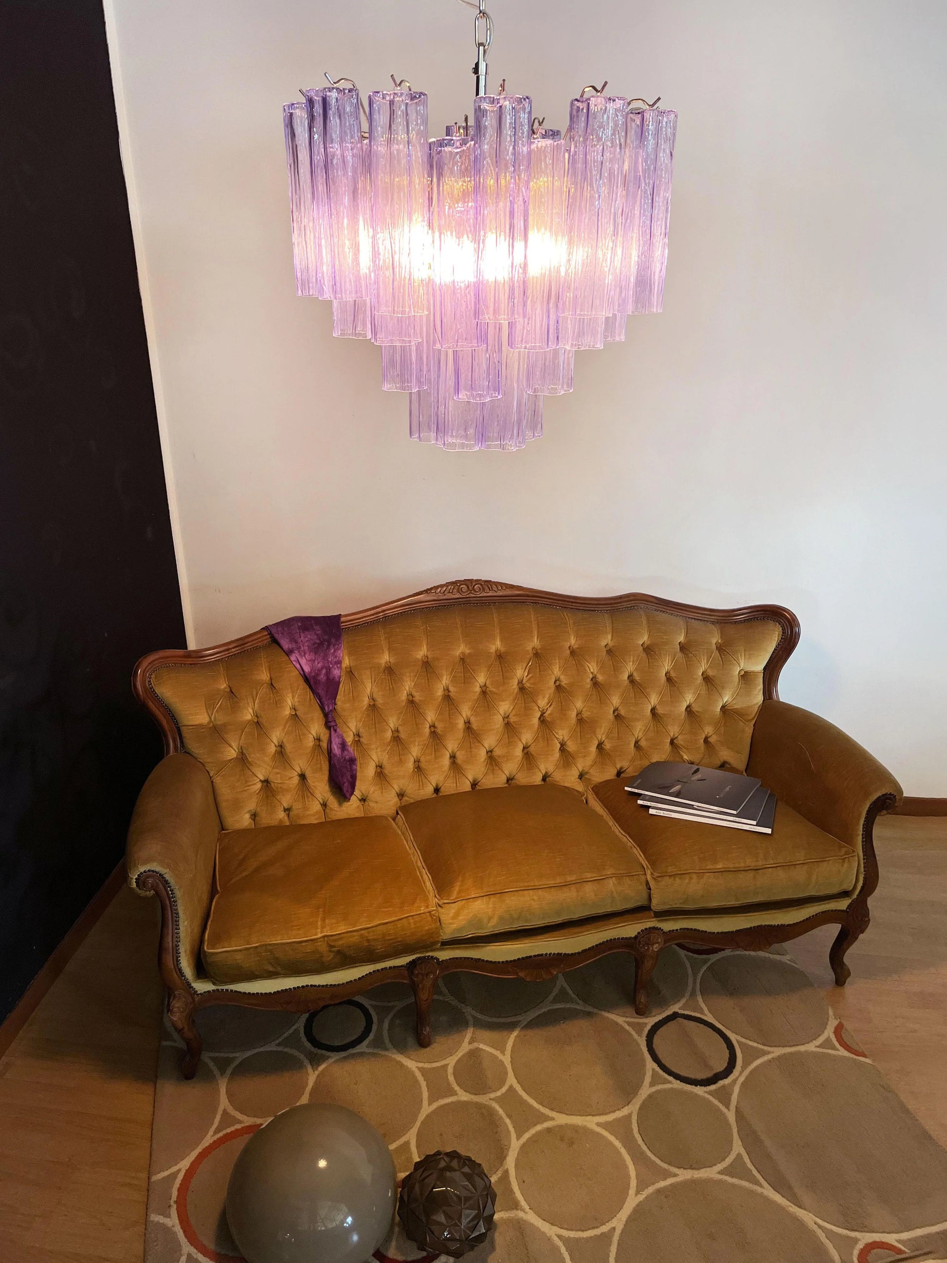 Fantastic Murano Amethyst Glass Tube Chandelier - Nuvé
