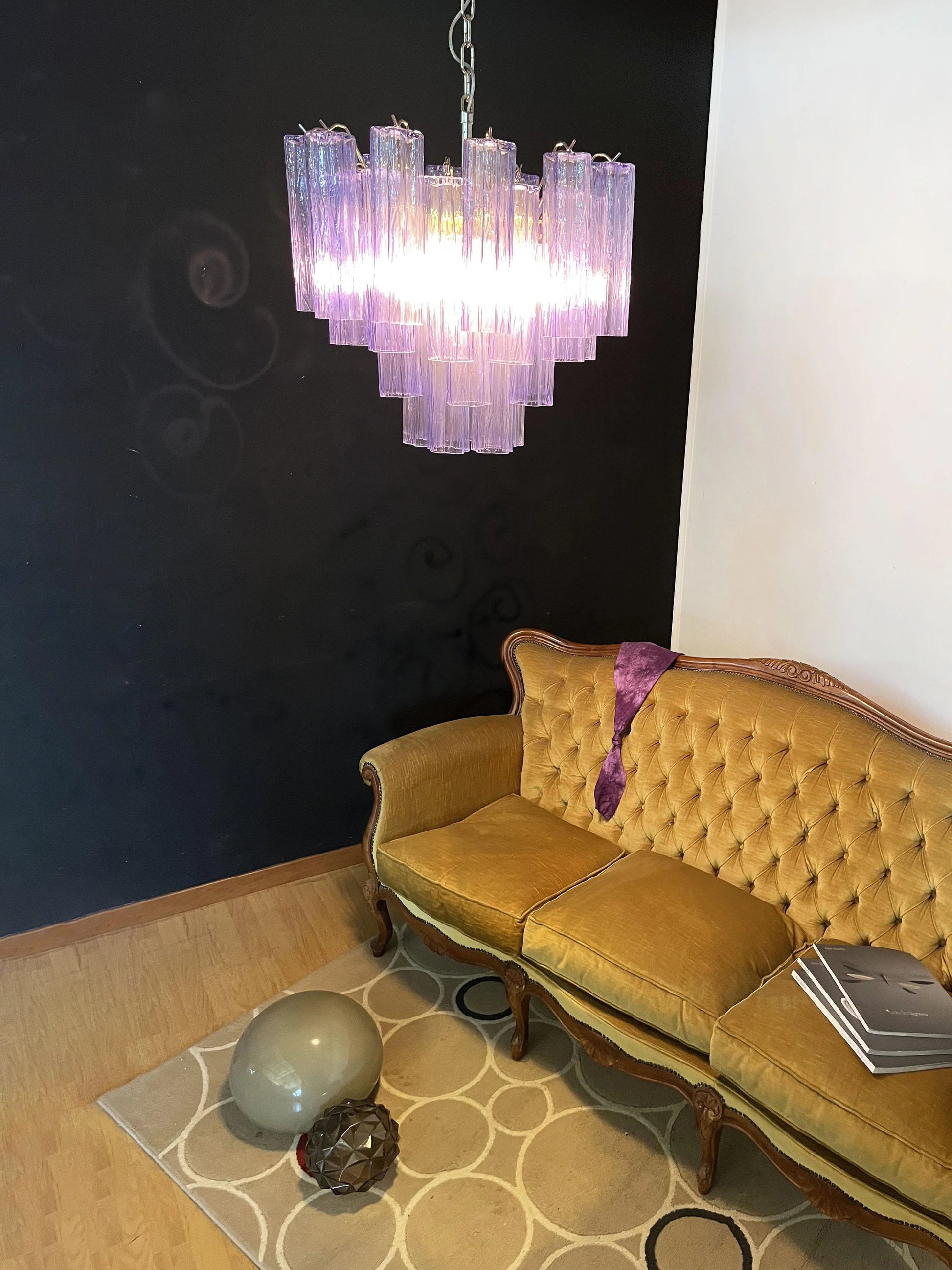 Fantastic Murano Amethyst Glass Tube Chandelier - Nuvé