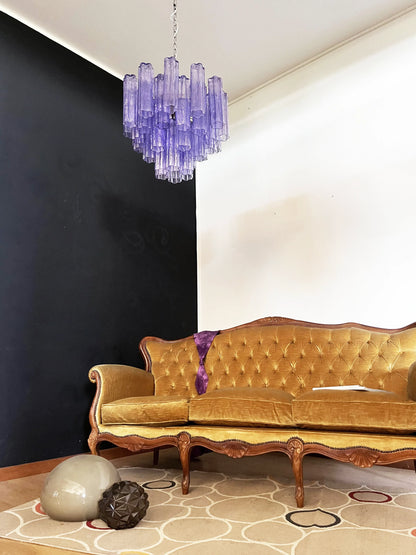 Fantastic Murano Amethyst Glass Tube Chandelier - Nuvé