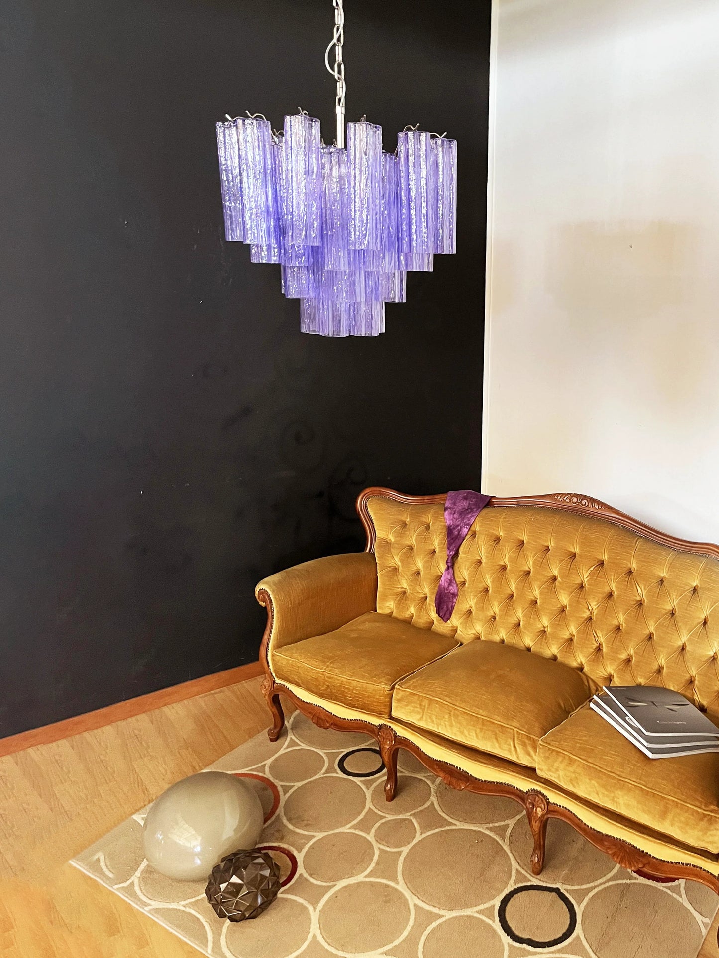 Fantastic Murano Amethyst Glass Tube Chandelier - Nuvé