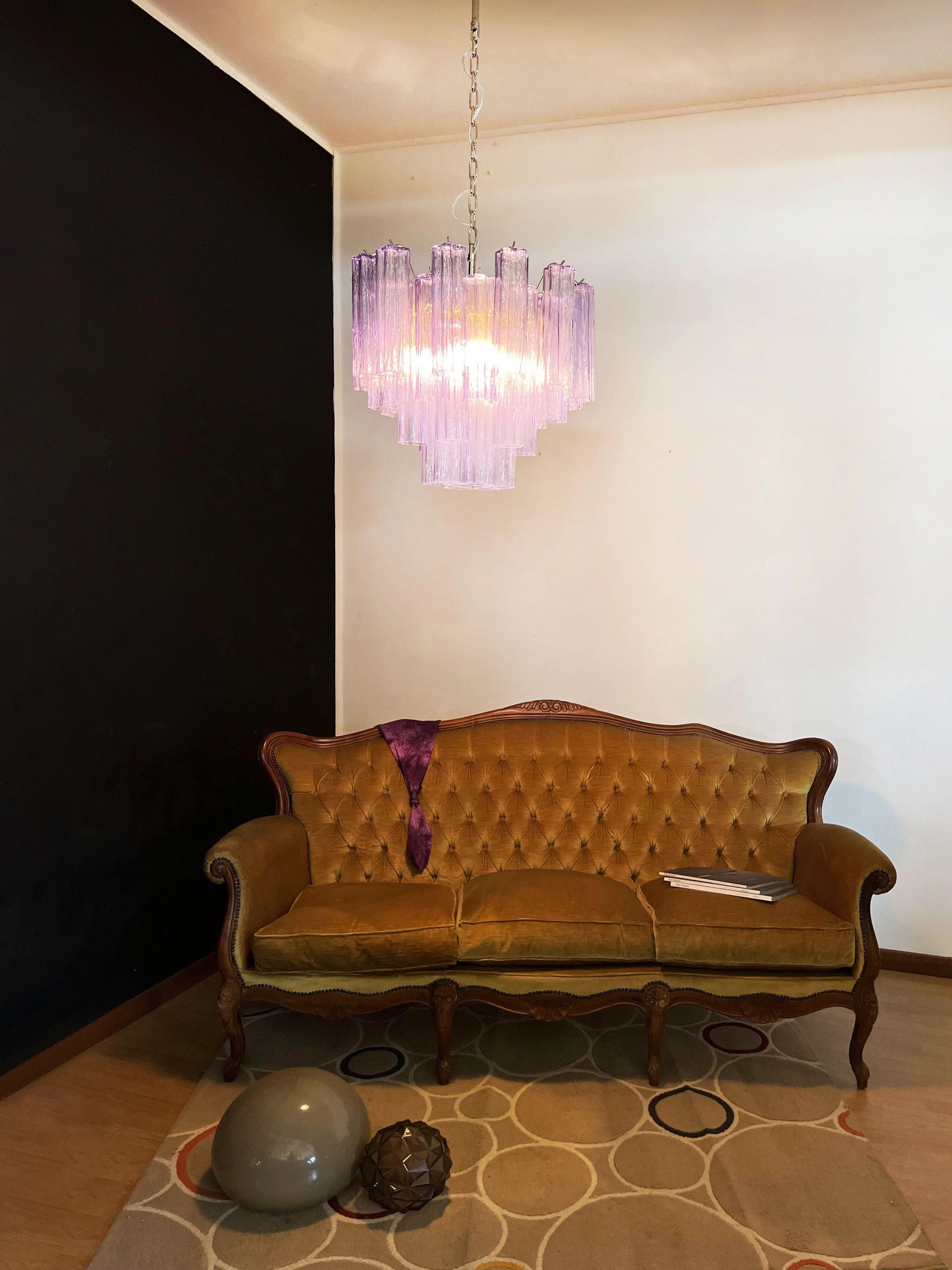 Fantastic Murano Amethyst Glass Tube Chandelier - Nuvé