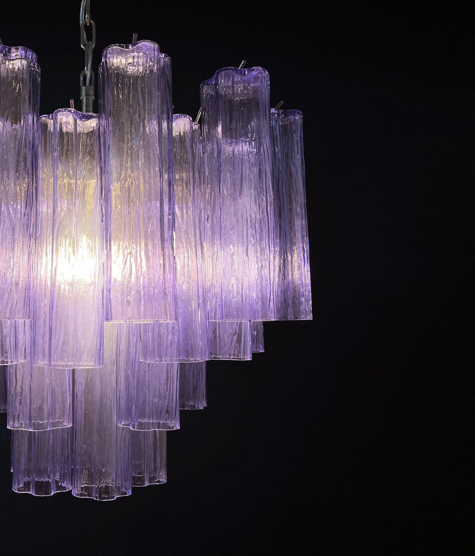 Fantastic Murano Amethyst Glass Tube Chandelier - Nuvé
