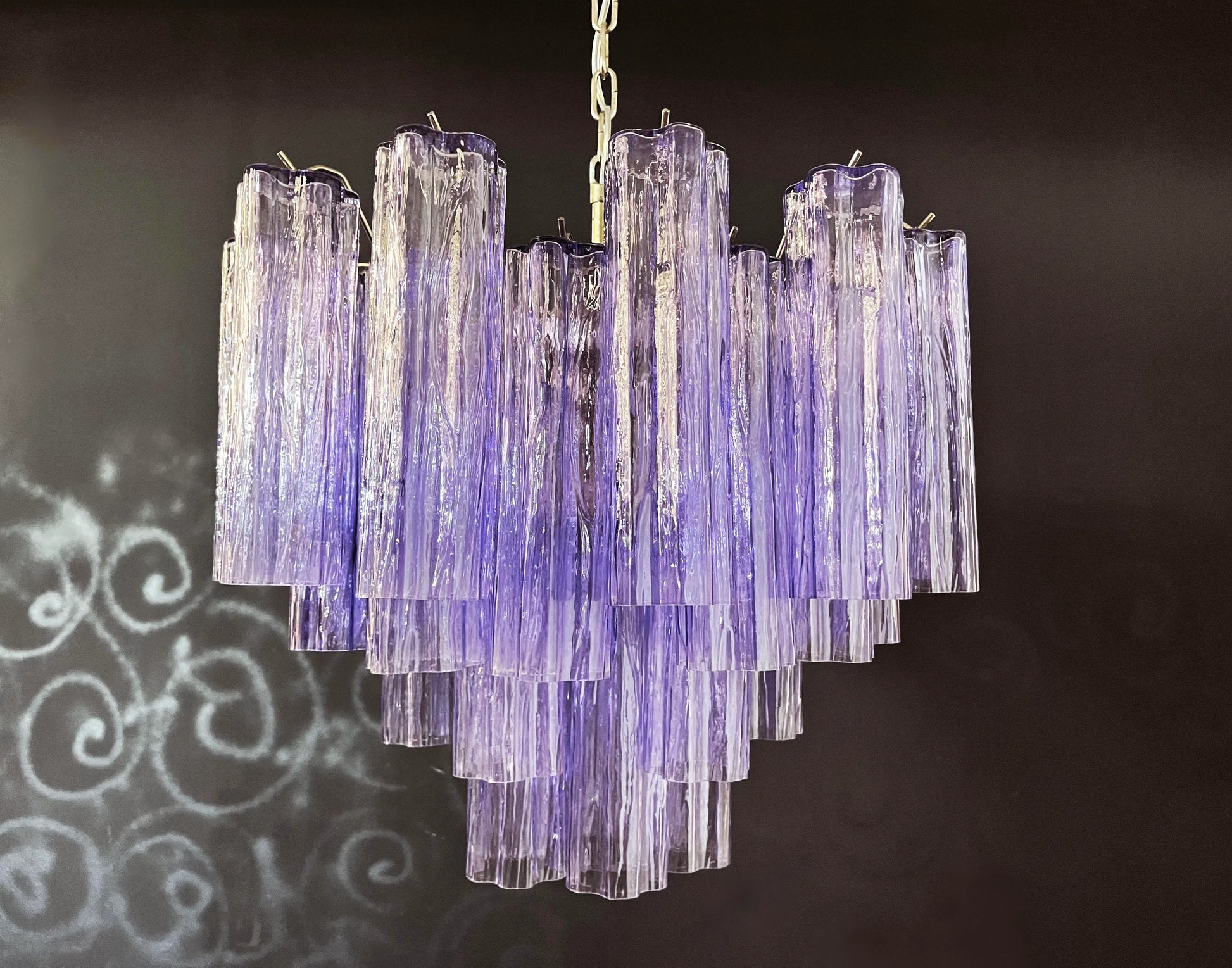 Fantastic Murano Amethyst Glass Tube Chandelier - Nuvé