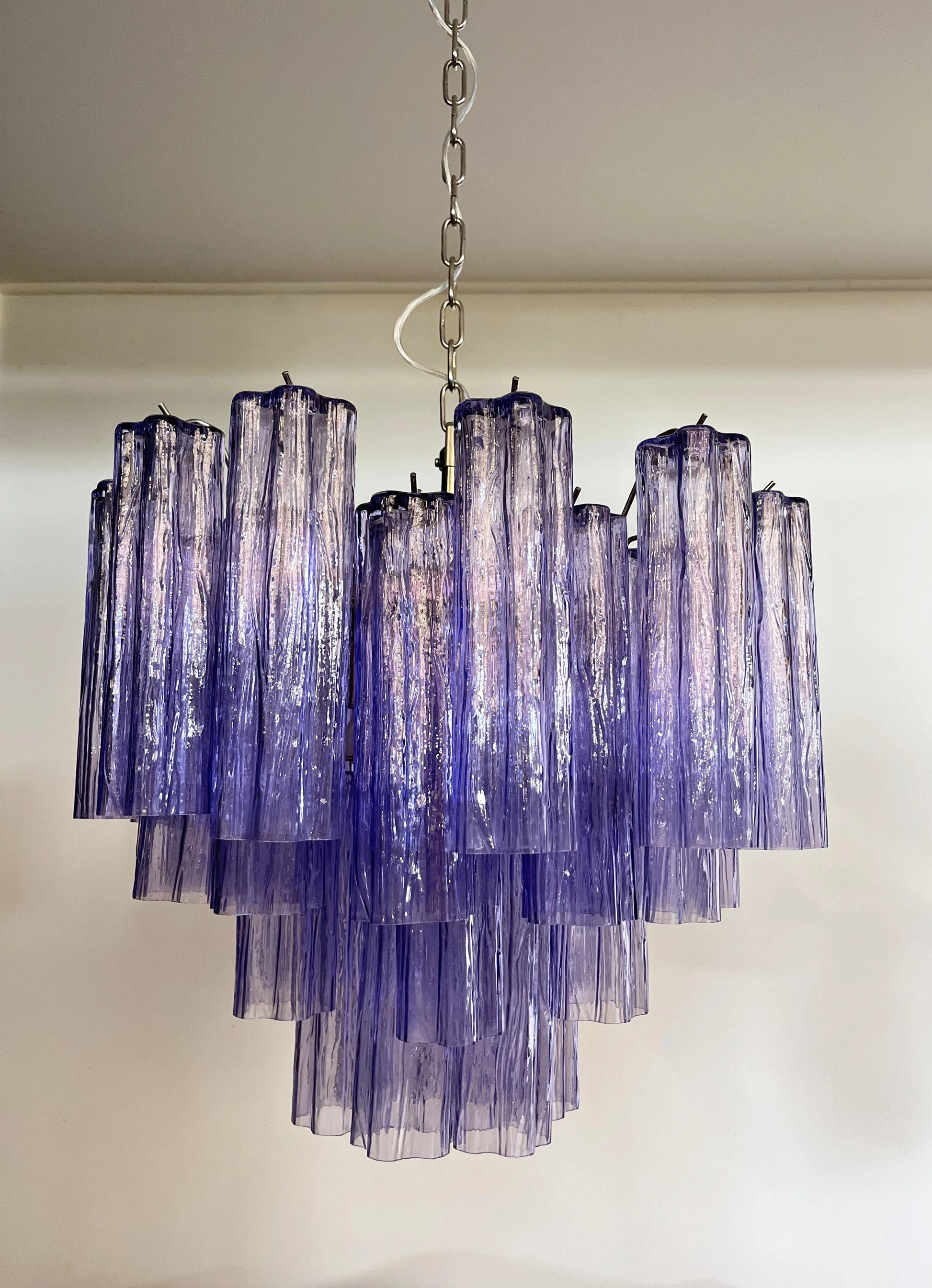 Fantastic Murano Amethyst Glass Tube Chandelier - Nuvé