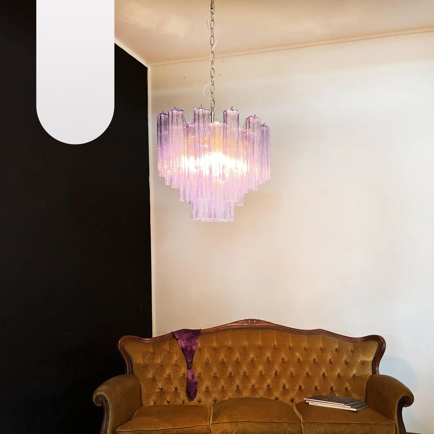 Fantastic Murano Amethyst Glass Tube Chandelier - Nuvé