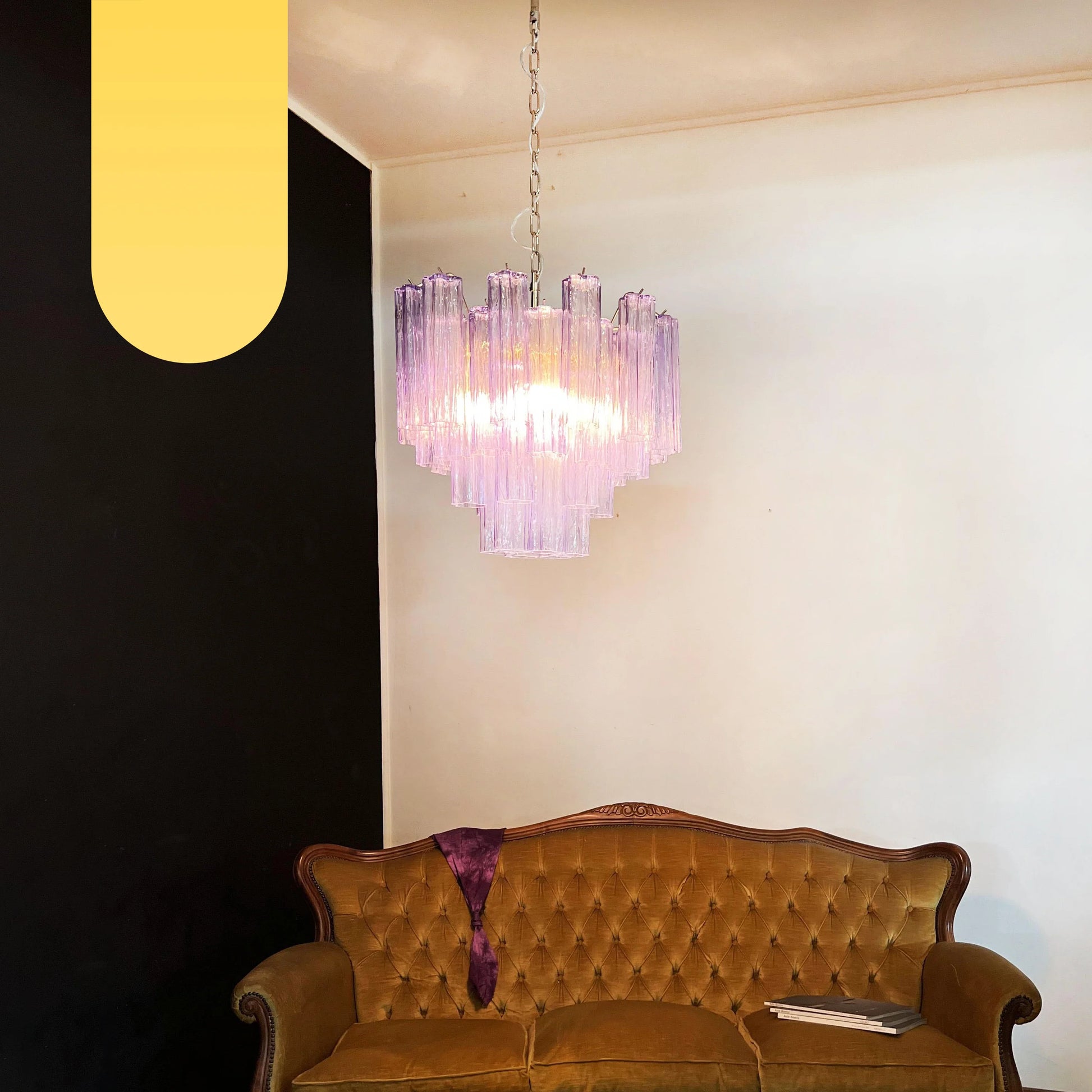 Fantastic Murano Amethyst Glass Tube Chandelier - Nuvé