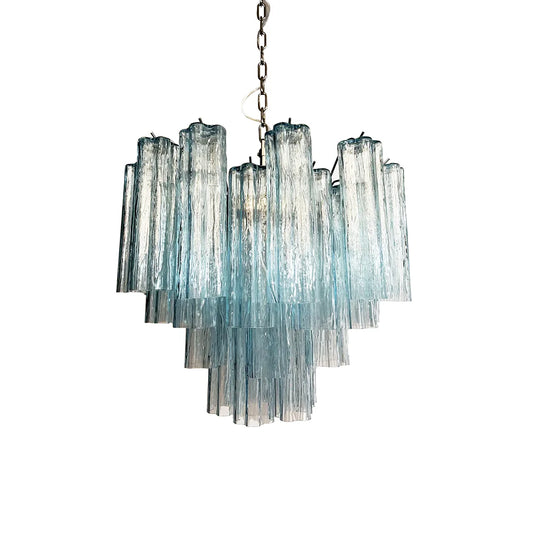 Fantastic Murano Blue Glass Tube Chandelier - Nuvé