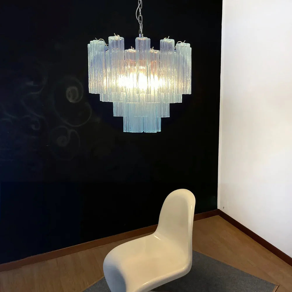 Fantastic Murano Blue Glass Tube Chandelier - Nuvé