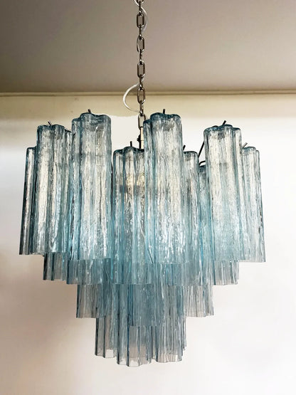 Fantastic Murano Blue Glass Tube Chandelier - Nuvé