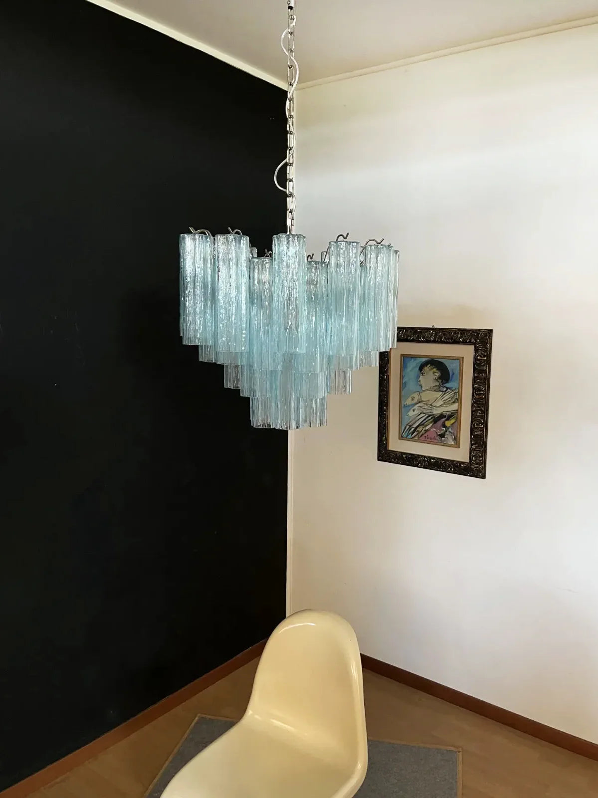 Fantastic Murano Blue Glass Tube Chandelier - Nuvé
