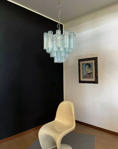 Fantastic Murano Blue Glass Tube Chandelier - Nuvé