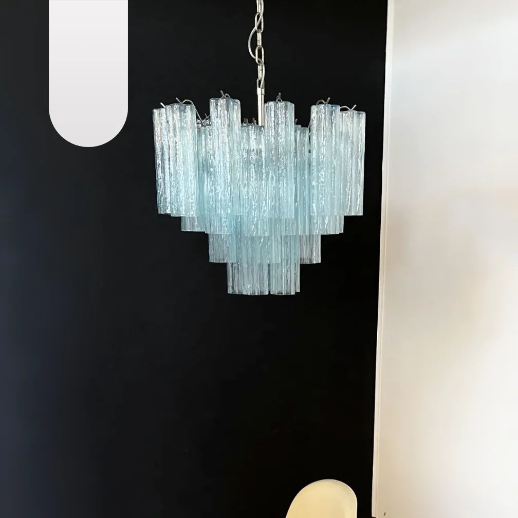 Fantastic Murano Blue Glass Tube Chandelier - Nuvé