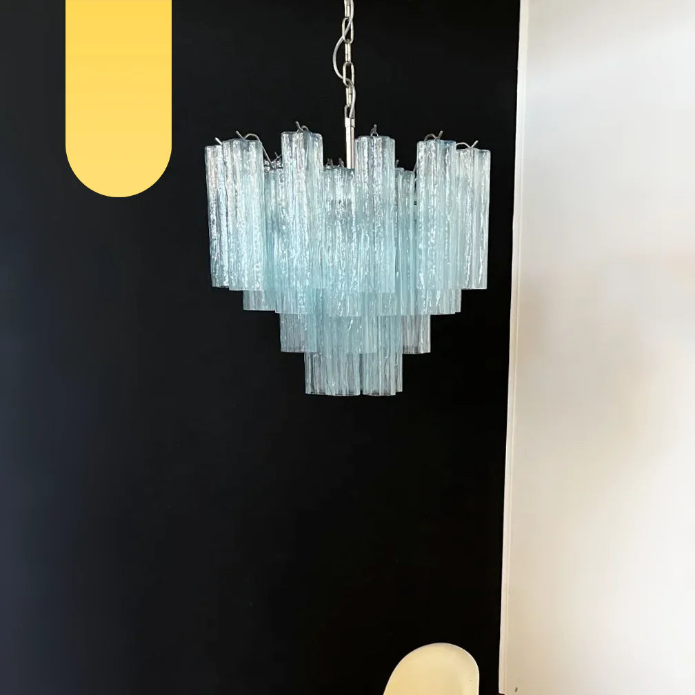 Fantastic Murano Blue Glass Tube Chandelier - Nuvé