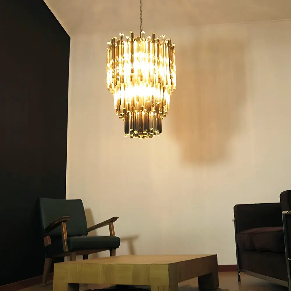 Fantastic Murano Prisms Smoked Transparent Chandelier