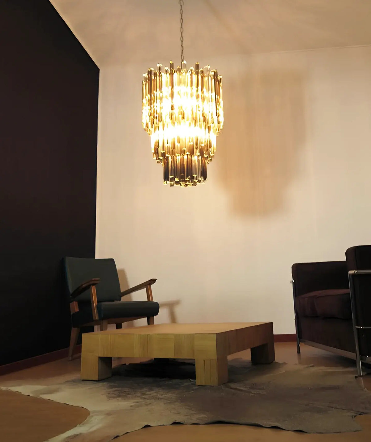 Fantastic Murano Prisms Smoked Transparent Chandelier