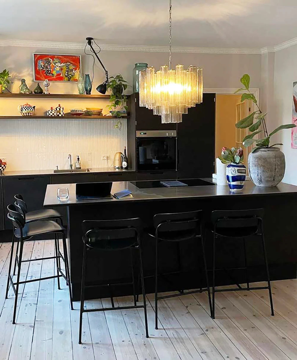 Fantastic Murano Smoked Glass Tube Chandelier - Nuvé