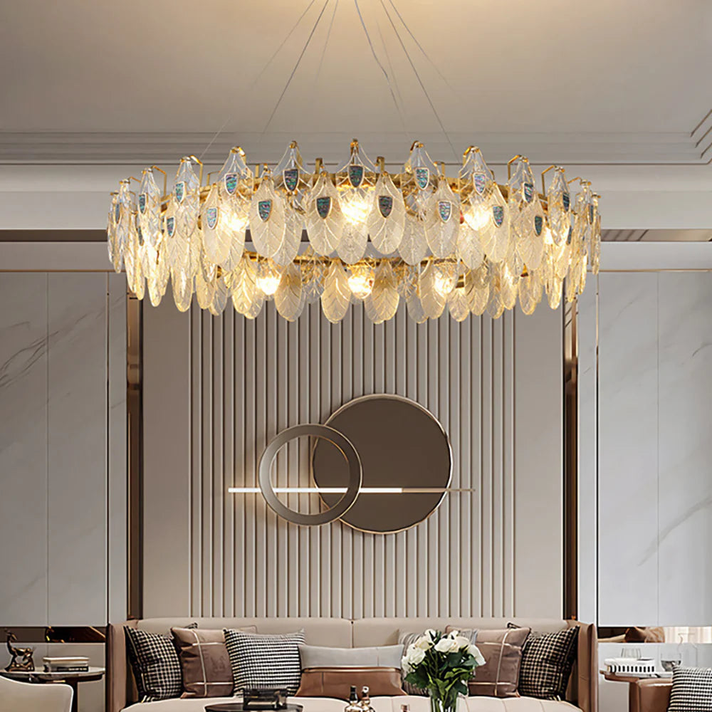 Feather Crystal Abalone Chandelier - Nuvé