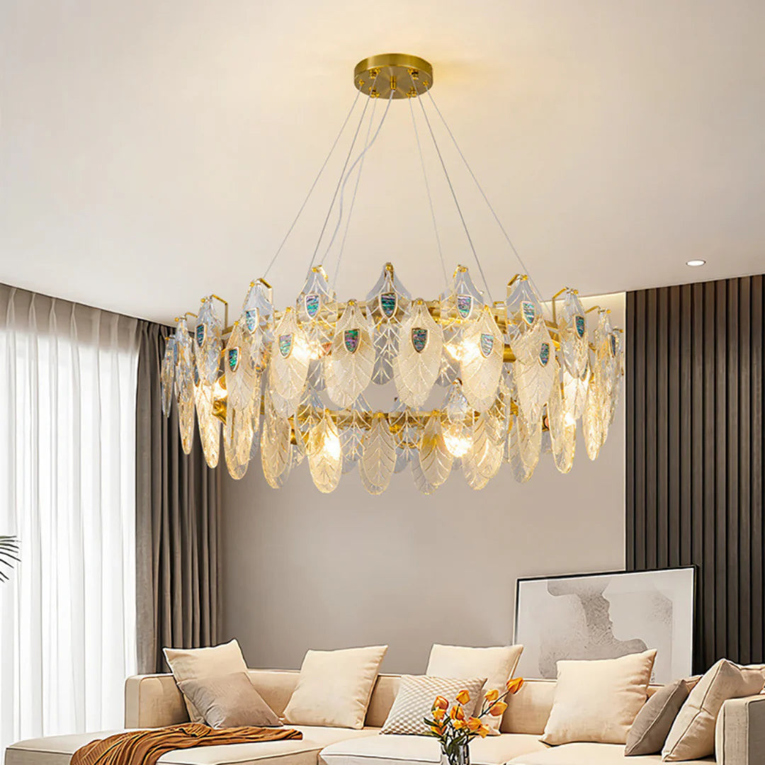 Feather Crystal Abalone Chandelier - Nuvé