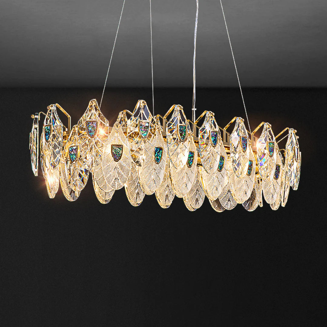 Feather Crystal Abalone Chandelier - Nuvé