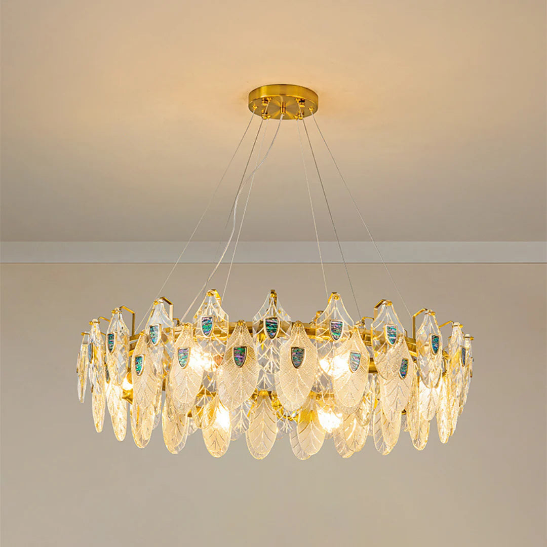 Feather Crystal Abalone Chandelier - Nuvé
