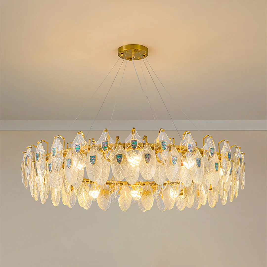 Feather Crystal Abalone Chandelier - Nuvé