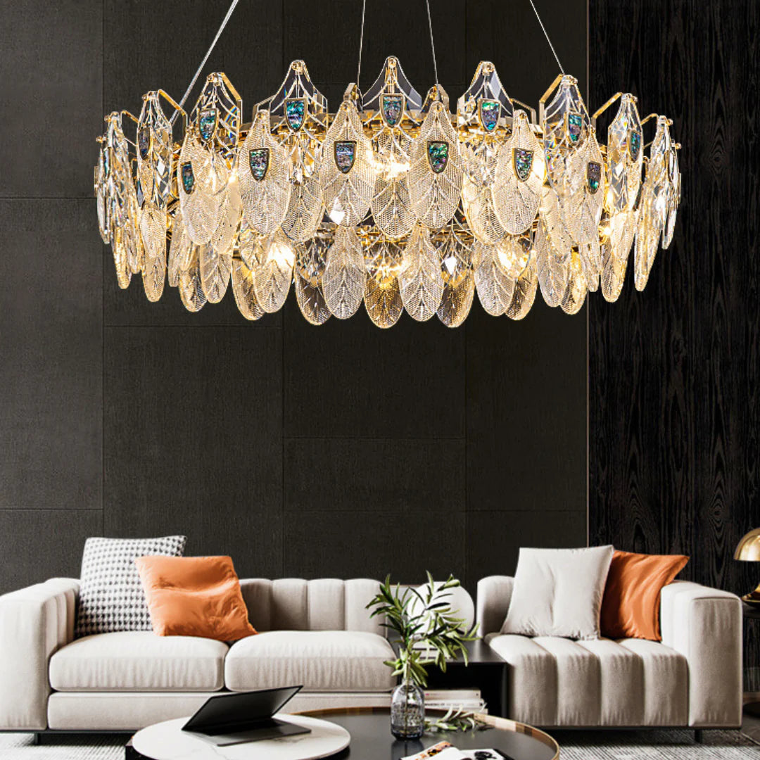 Feather Crystal Abalone Chandelier - Nuvé