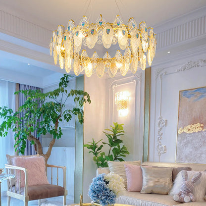 Feather Crystal Abalone Chandelier - Nuvé