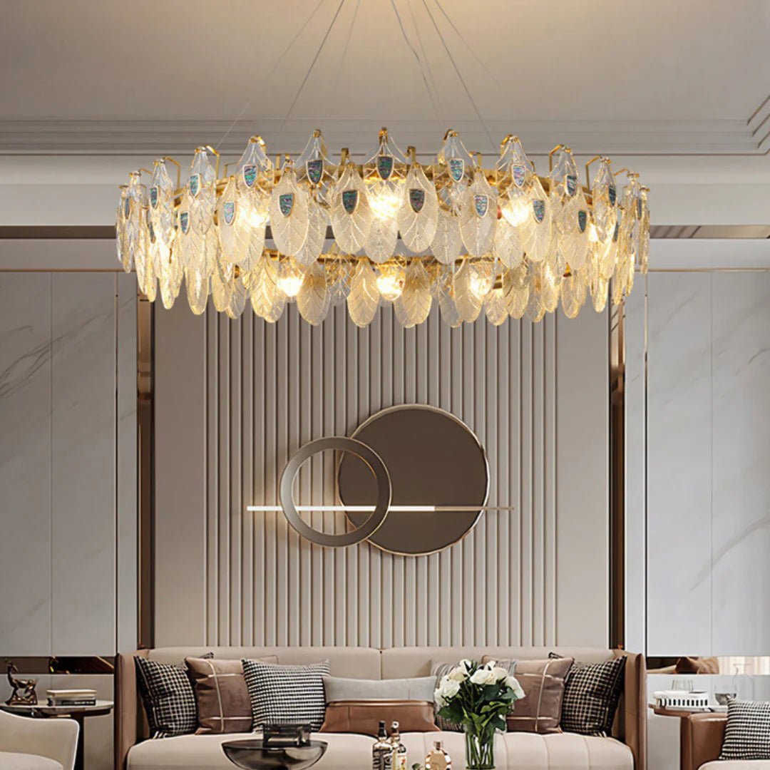 Feather Crystal Abalone Chandelier - Nuvé