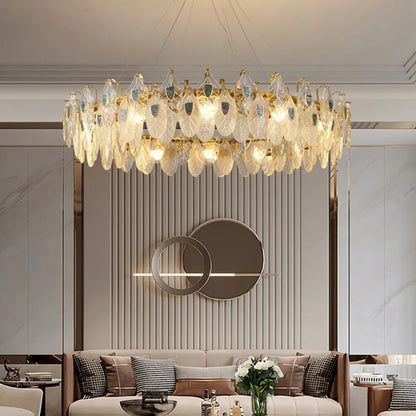 Feather Crystal Abalone Chandelier - Nuvé