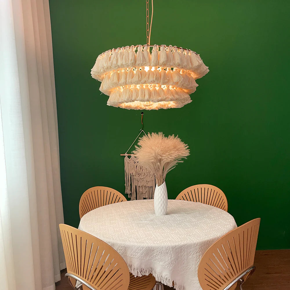 Fela Fabric Tassel Chandelier - Nuvé
