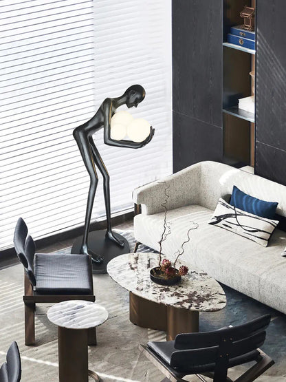Figure Holding Ball Sculpture Floor Lamp - Nuvé