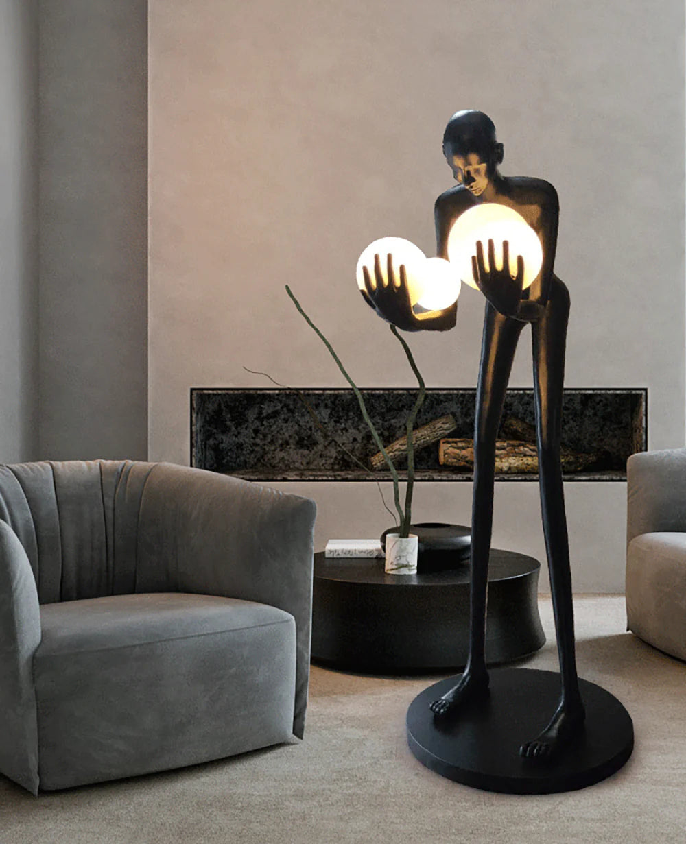 Figure Holding Ball Sculpture Floor Lamp - Nuvé