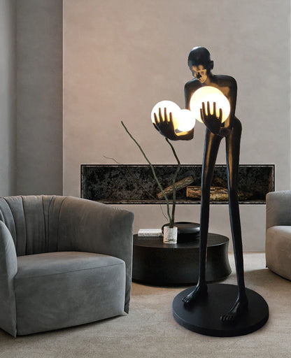 Figure Holding Ball Sculpture Floor Lamp - Nuvé