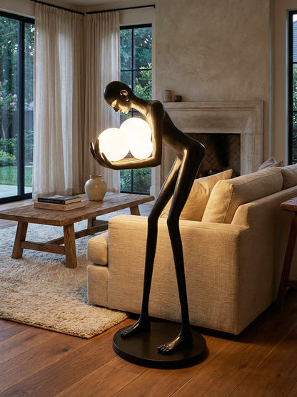 Figure Holding Ball Sculpture Floor Lamp - Nuvé