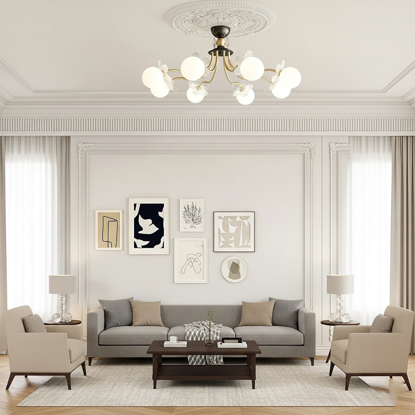 Floral Petal Globe Chandelier - Nuvé
