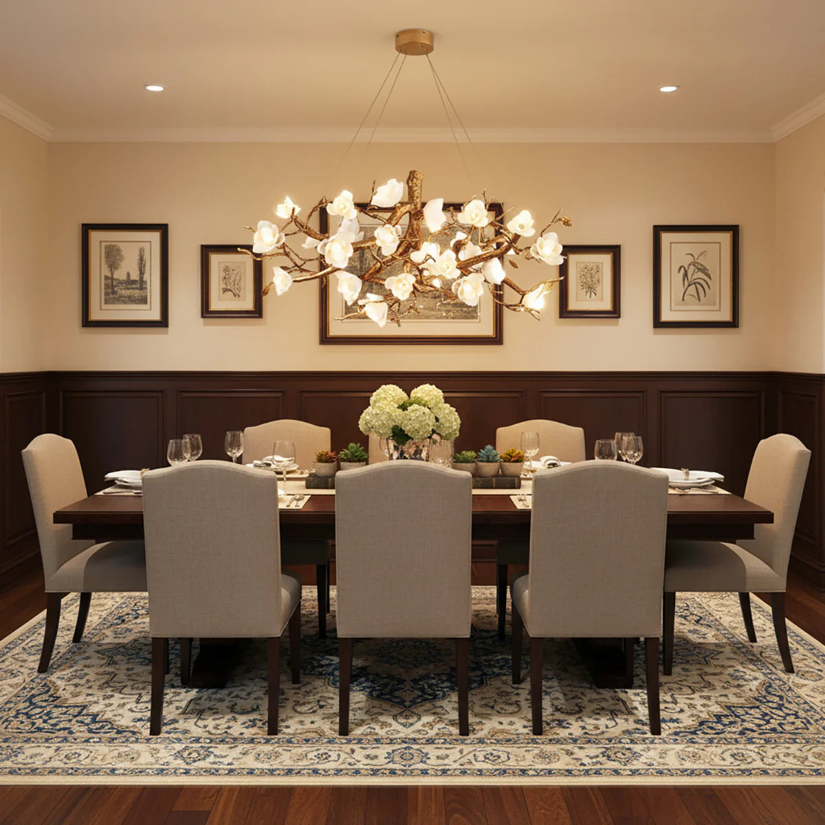 Flower Bloom Branch Brass Chandelier