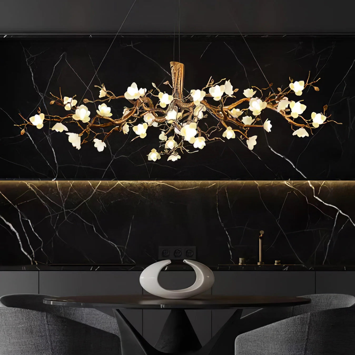 Flower Bloom Branch Brass Chandelier - Nuvé