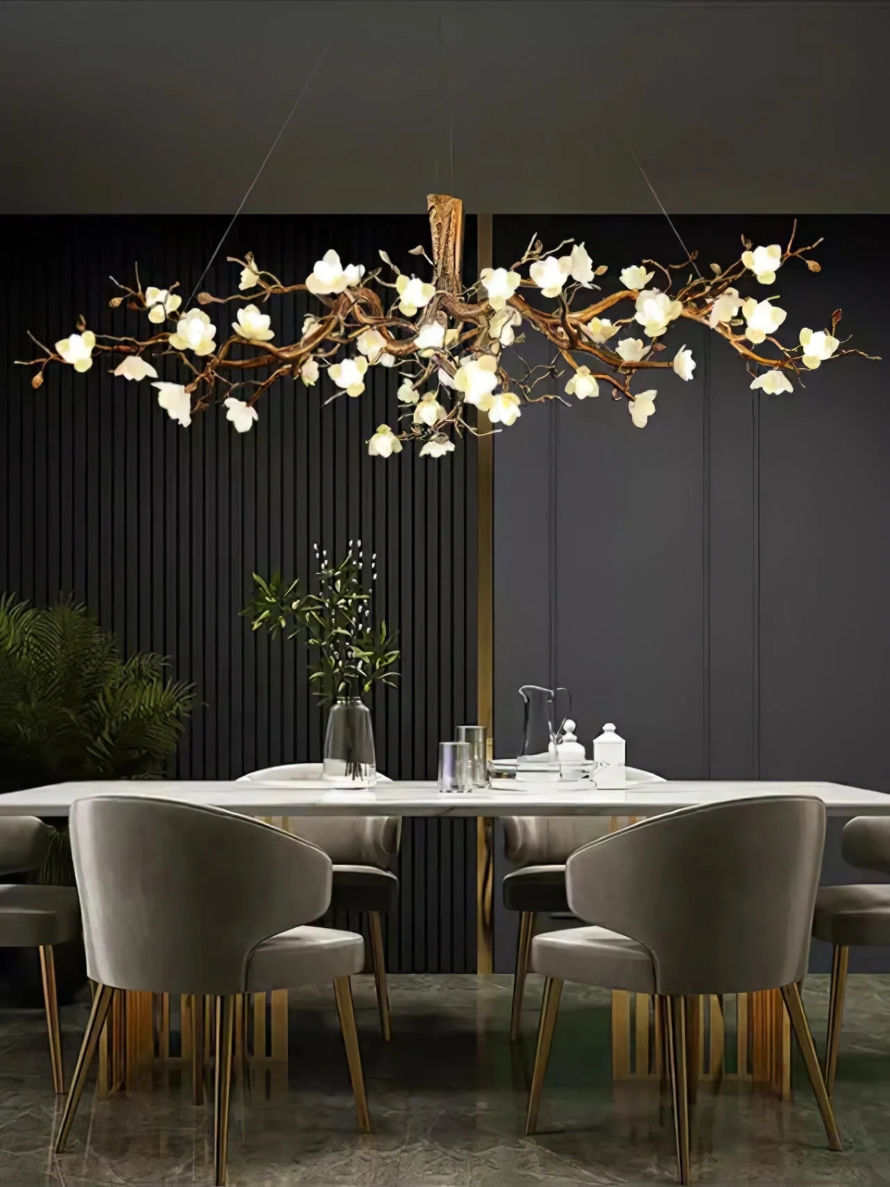 Flower Bloom Branch Brass Chandelier - Nuvé