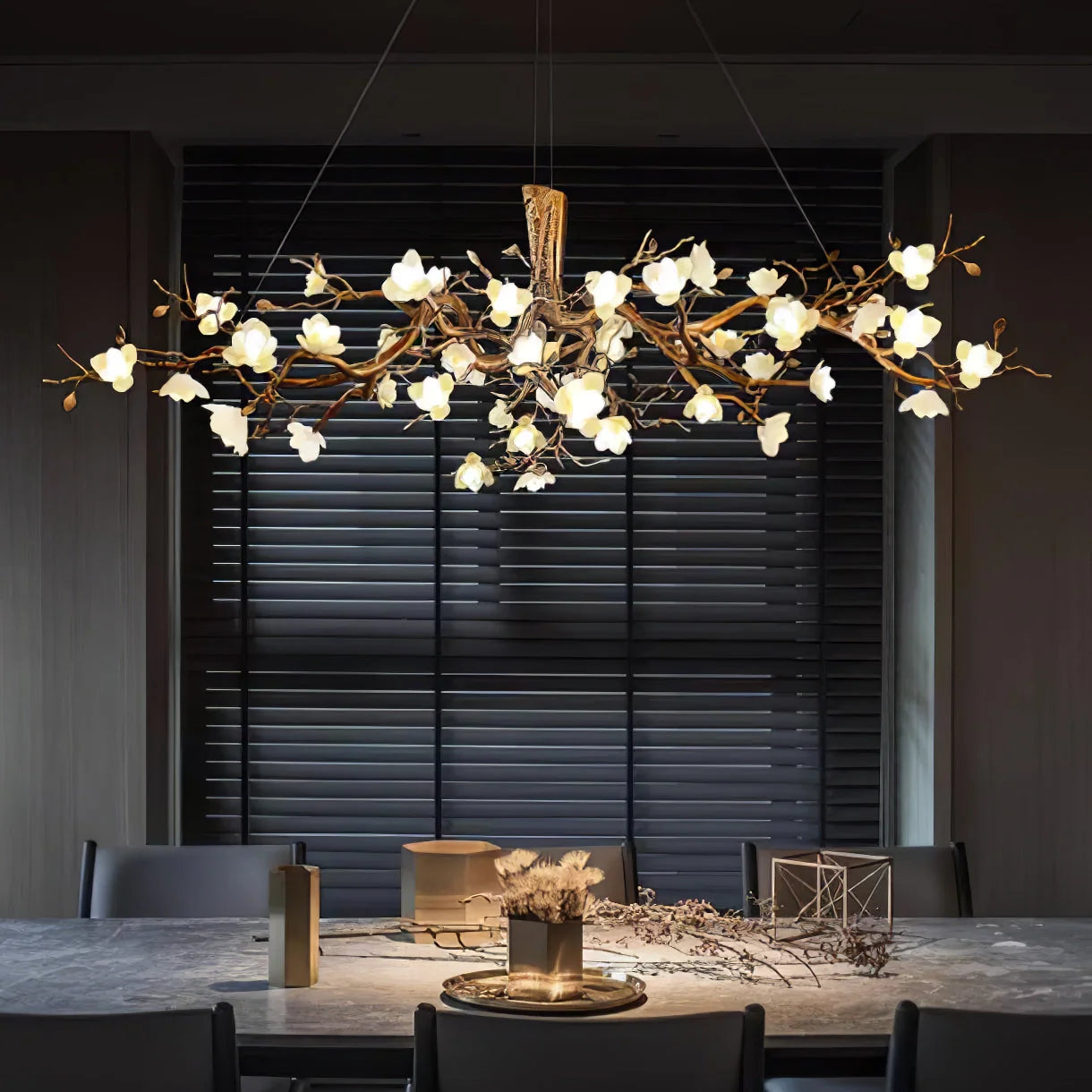 Flower Bloom Branch Brass Chandelier - Nuvé