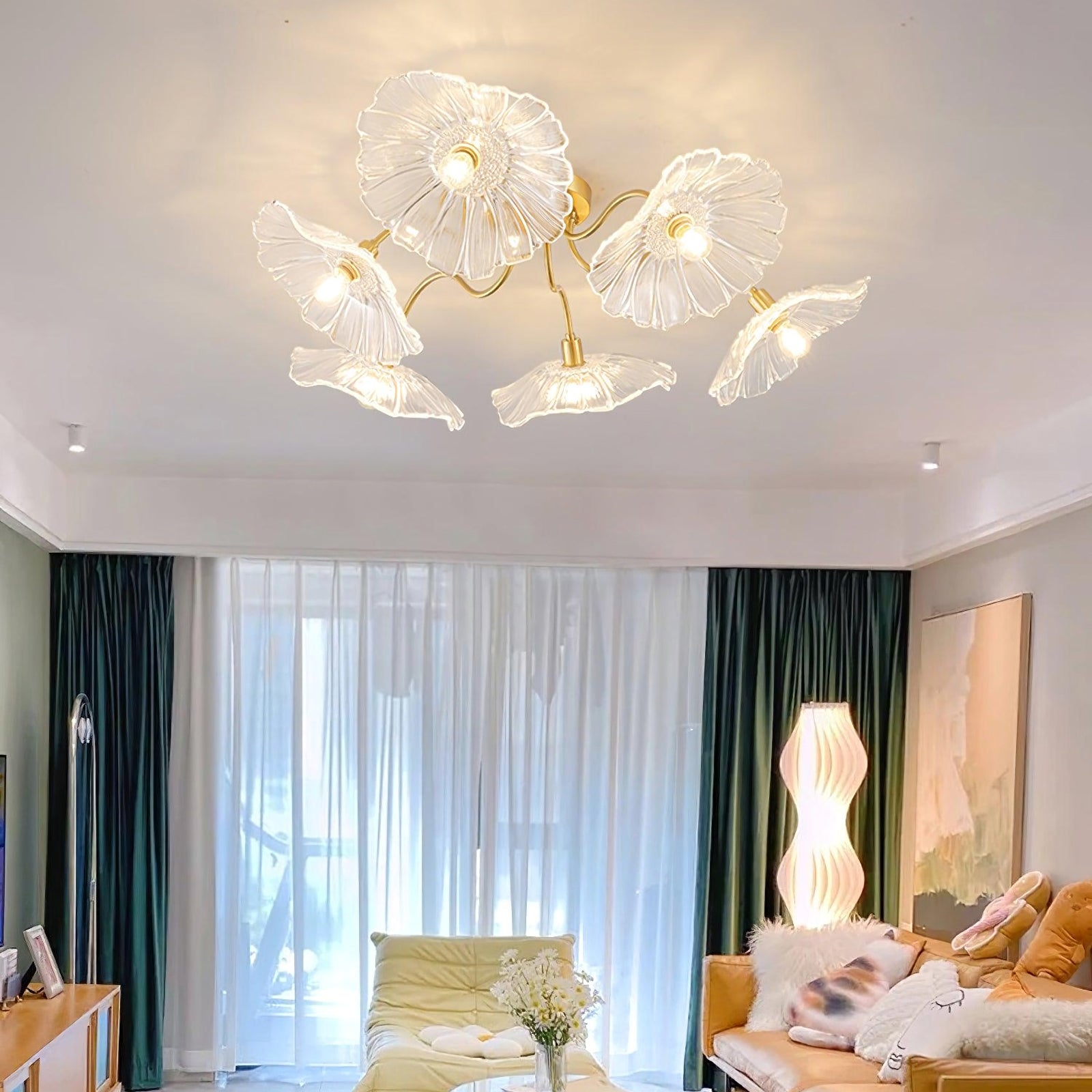 Lotus Leaf Glass Ceiling Lamp - Nuvé