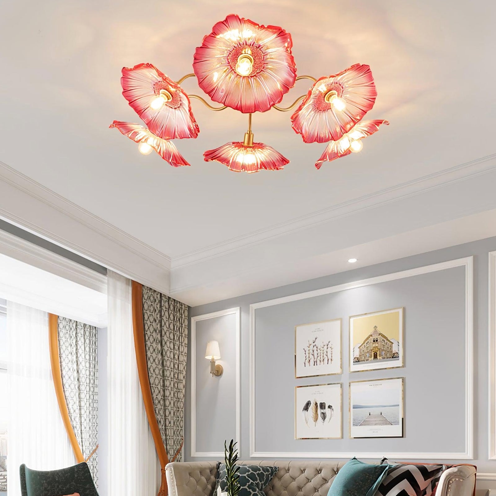 Lotus Leaf Glass Ceiling Lamp - Nuvé